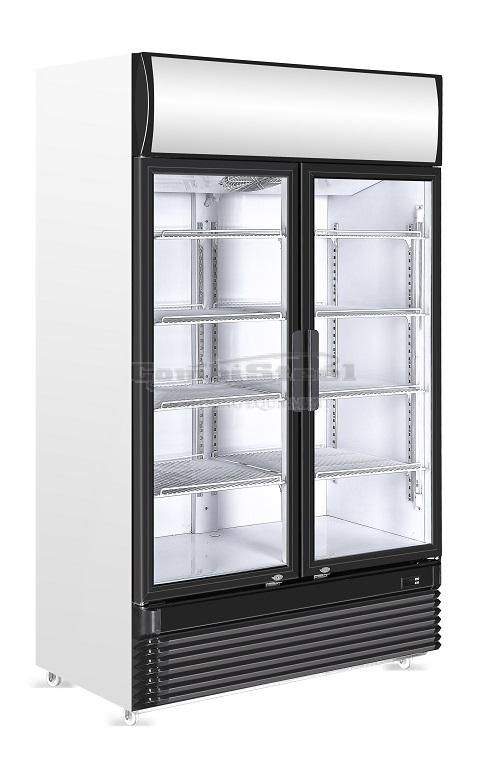 deuropening amateur Forensische geneeskunde Combisteel koelkast 2 glasdeuren zwart - Beuk Horeca