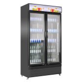 Combisteel 2-deurs koelkast - glasdeuren - 780 liter - Zwart